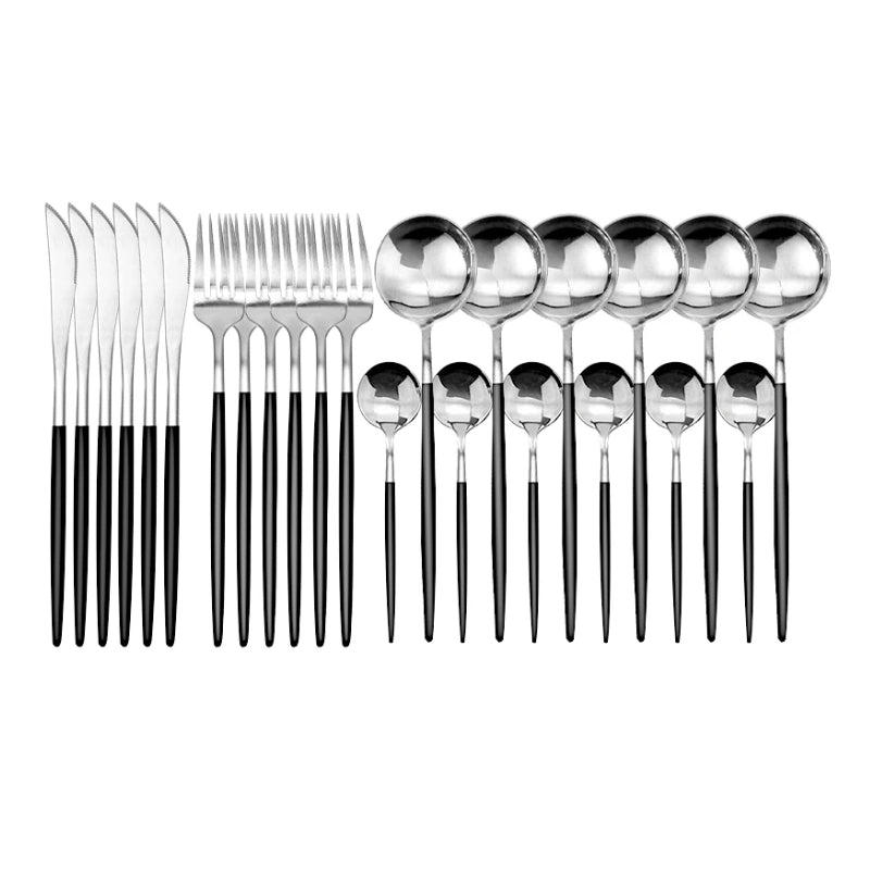 24-teiliges Edelstahl Besteckset für 6 Personen – Messer, Gabeln, Löffel, Teelöffel