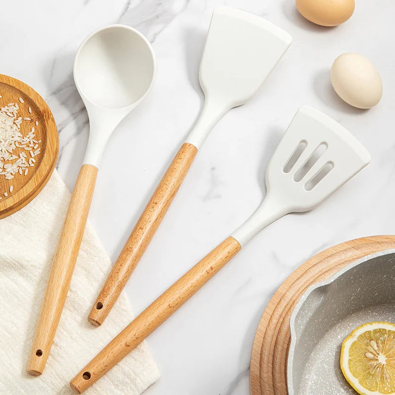 3-teiliges Set Silikon Spatel & Löffel – Hochtemperaturbeständige Küchenutensilien