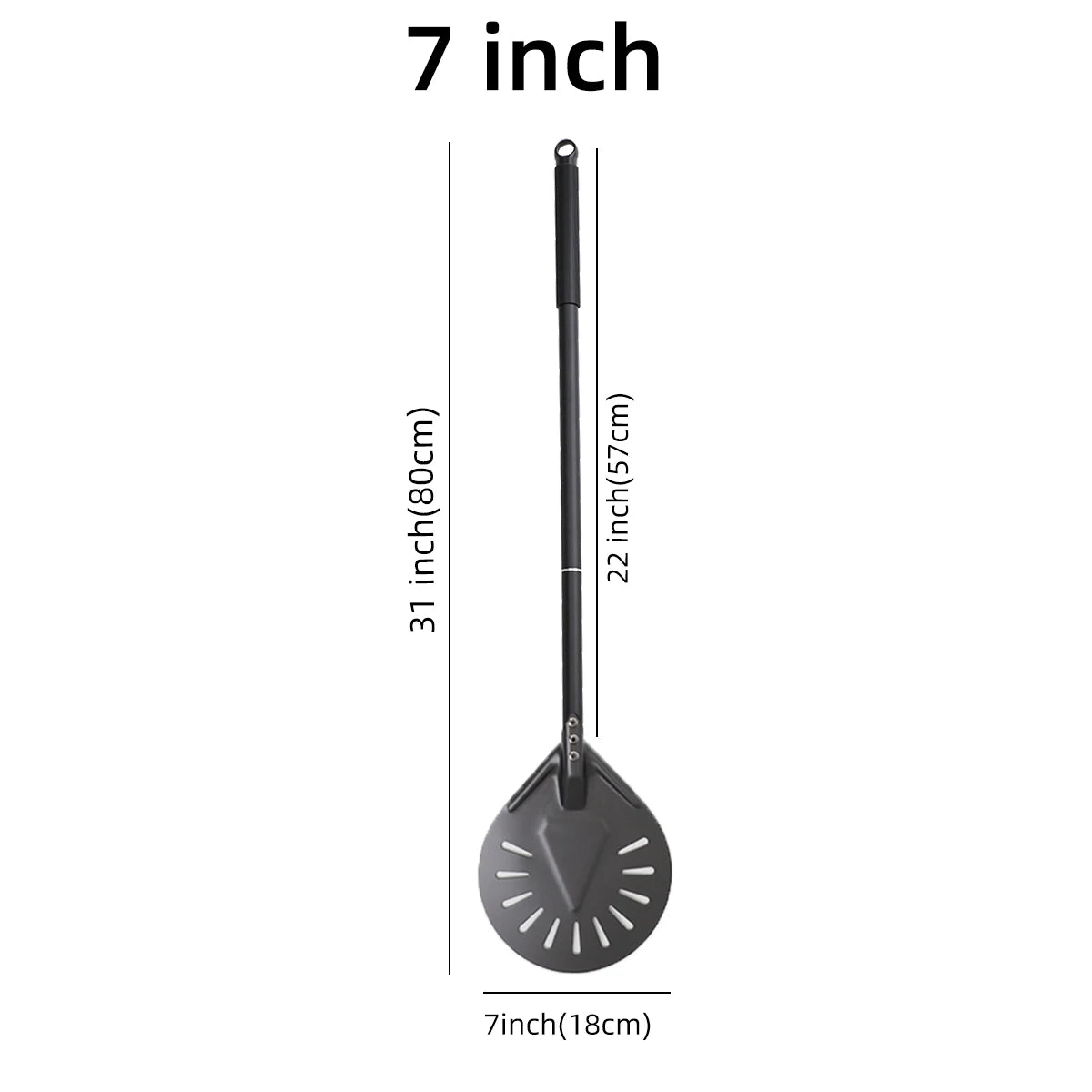 Perforierter Pizzaschieber mit langem Griff – Aluminium Pizzawender für 12/13/14 Zoll