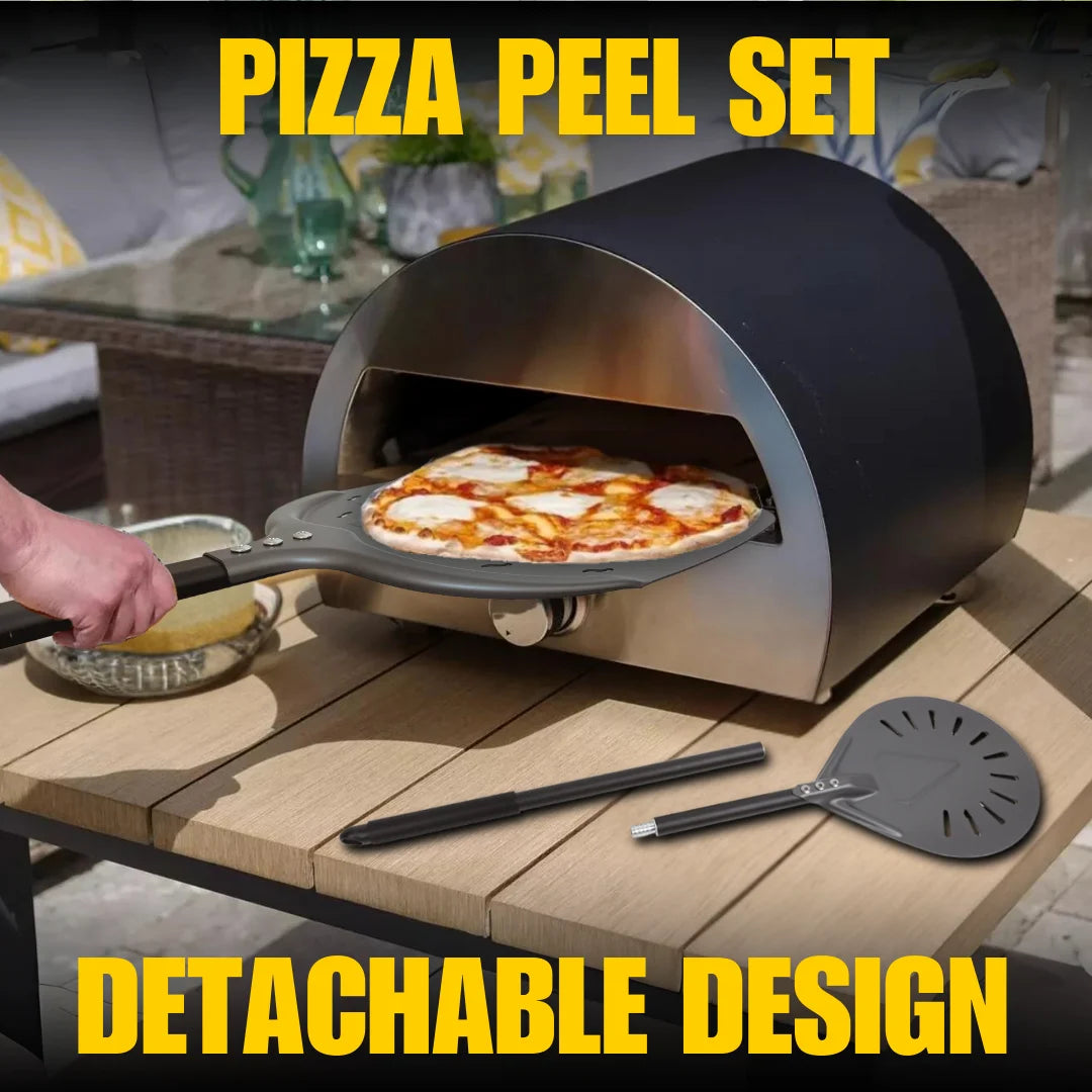 Perforierter Pizzaschieber mit langem Griff – Aluminium Pizzawender für 12/13/14 Zoll