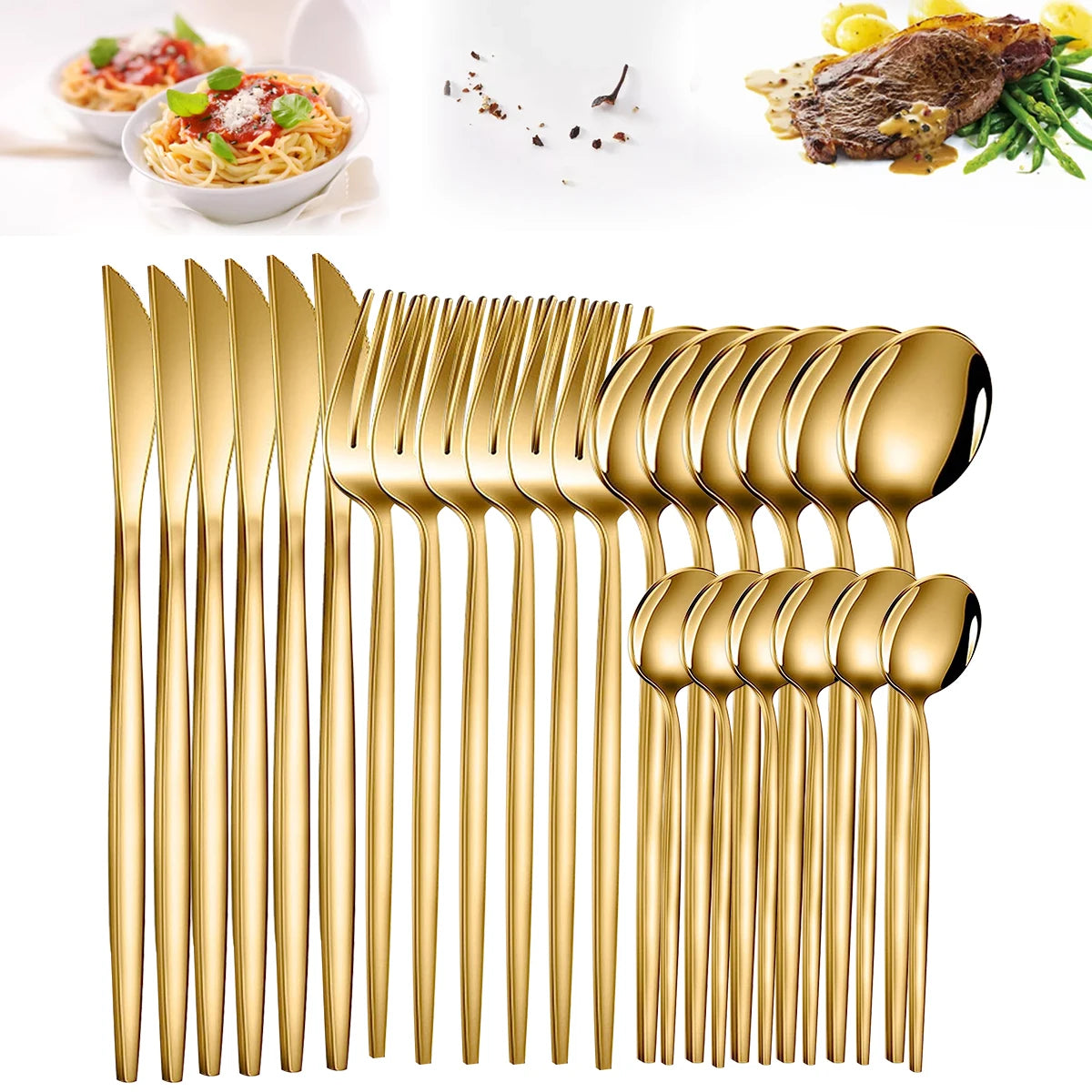 24-teiliges Edelstahl Besteckset für 6 Personen – Messer, Gabeln, Löffel, Teelöffel