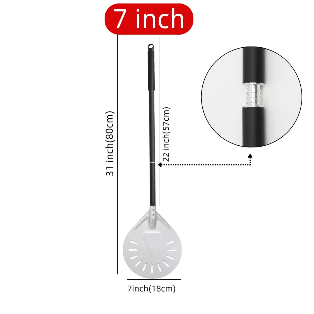 Perforierter Pizzaschieber mit langem Griff – Aluminium Pizzawender für 12/13/14 Zoll