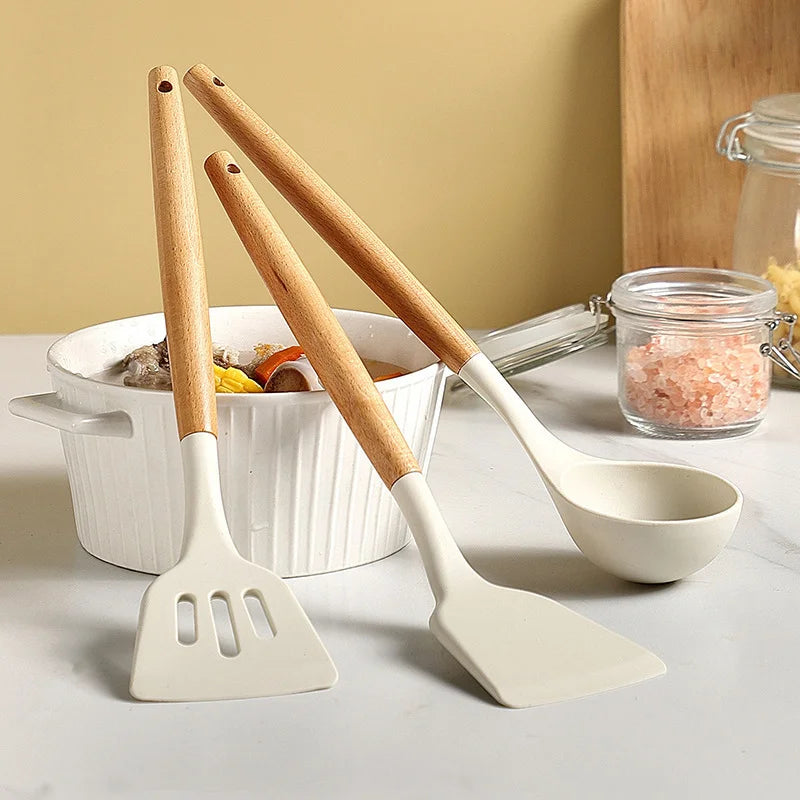 3-teiliges Set Silikon Spatel & Löffel – Hochtemperaturbeständige Küchenutensilien