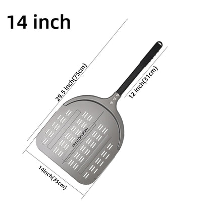 Perforierter Pizzaschieber mit langem Griff – Aluminium Pizzawender für 12/13/14 Zoll