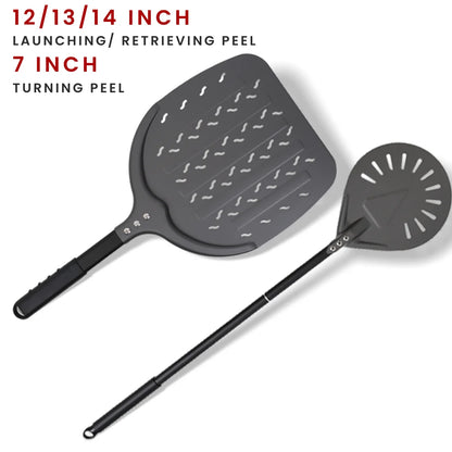 Perforierter Pizzaschieber mit langem Griff – Aluminium Pizzawender für 12/13/14 Zoll