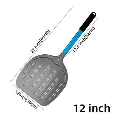 Perforierter Pizzaschieber mit langem Griff – Aluminium Pizzawender für 12/13/14 Zoll