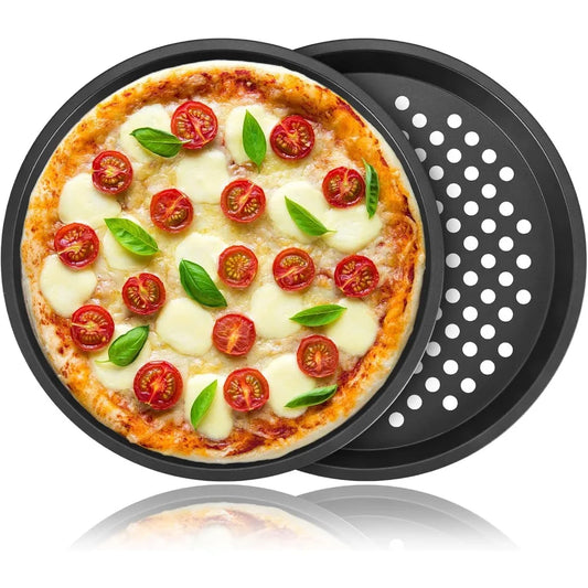 Antihaft Pizzaform aus Karbonstahl – Runde Backform mit Löchern für knusprige Pizza