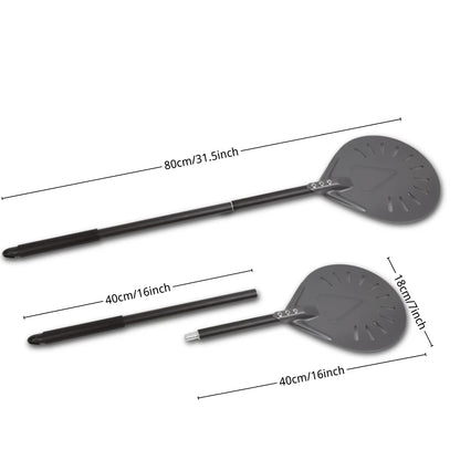 Perforierter Pizzaschieber mit langem Griff – Aluminium Pizzawender für 12/13/14 Zoll