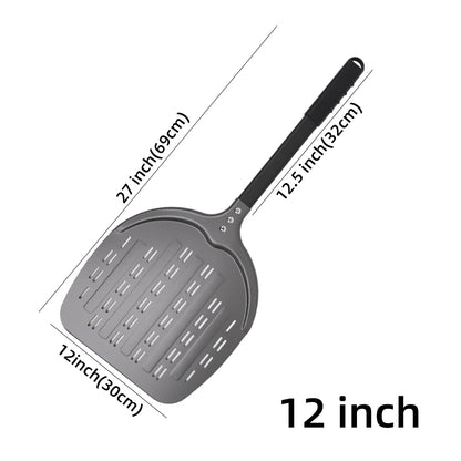 Perforierter Pizzaschieber mit langem Griff – Aluminium Pizzawender für 12/13/14 Zoll